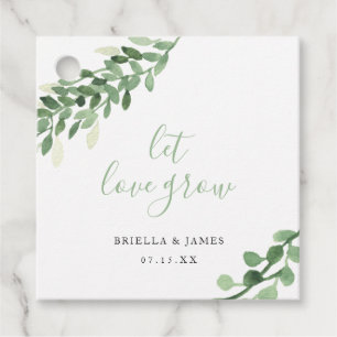 Neutral Greenery Let Love Grow thank you Favour Tags