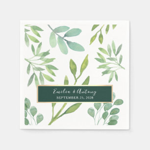 Neutral Greenery Wedding Napkins