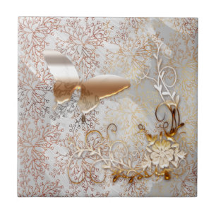 Neutral grey Ceramic Tile, Small (4.25" x 4.25") Tile