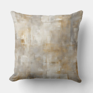 Neutral Grey Gold Plaid Cushion