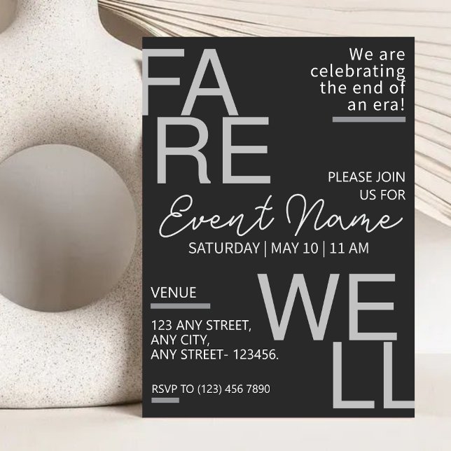Neutral Grey Modern Farewell Invitation (Creator Uploaded)