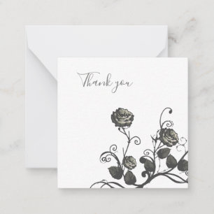 Neutral Grey rose Thank you Card