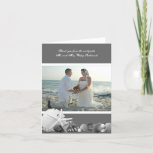 Neutral Grey Seashells Photo Thank You Card