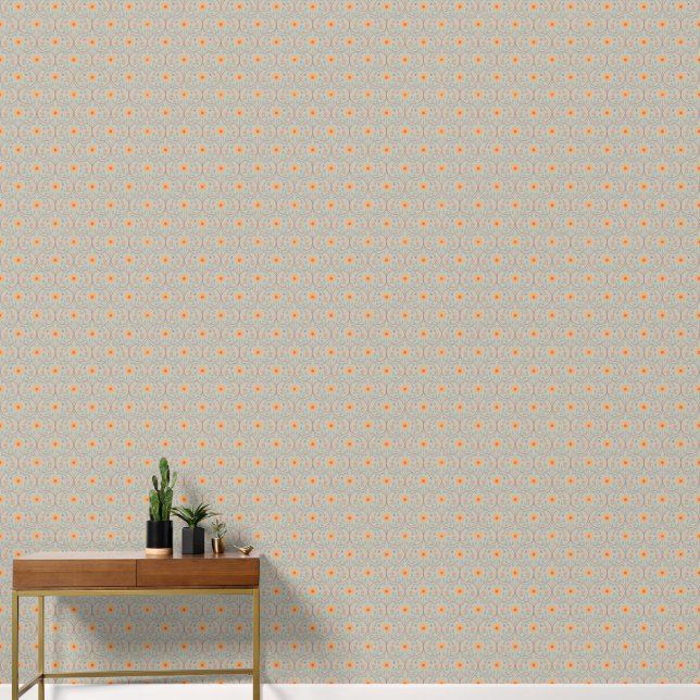 Neutral Grey Spring Floral Pattern Wallpaper (Hallway)