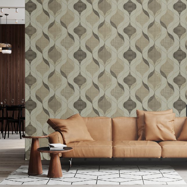 Neutral Grey Tan Modern Wavy Luxury Wallpaper (Creator Uploaded)