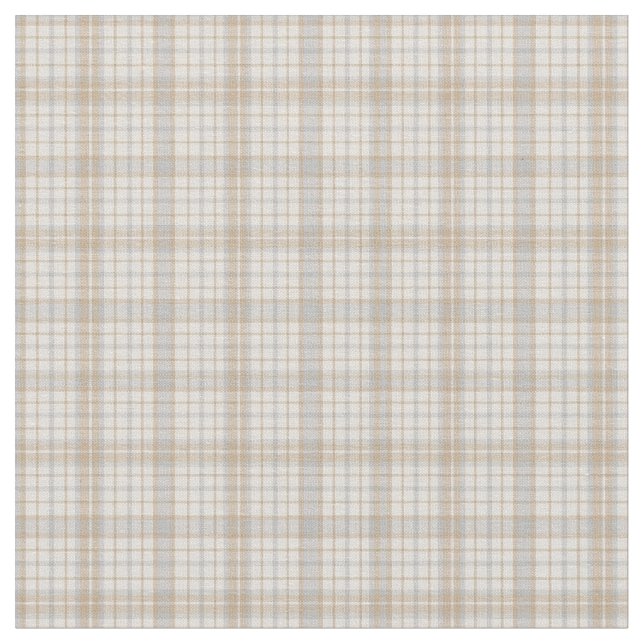 Neutral Greys Creams and Beiges Plaid Pattern Fabr Fabric (Close Up)