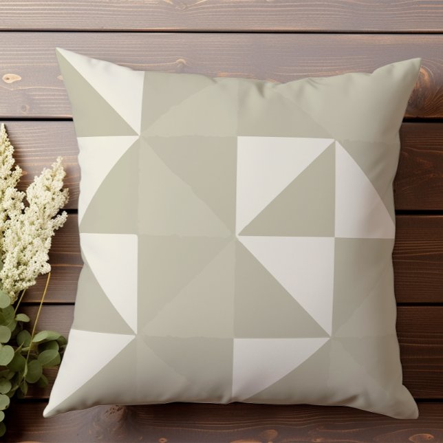 Neutral Halftone geometric pattern with triangles Cushion (Creator Uploaded)