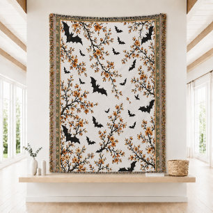 Neutral Halloween Decor Throw Blanket