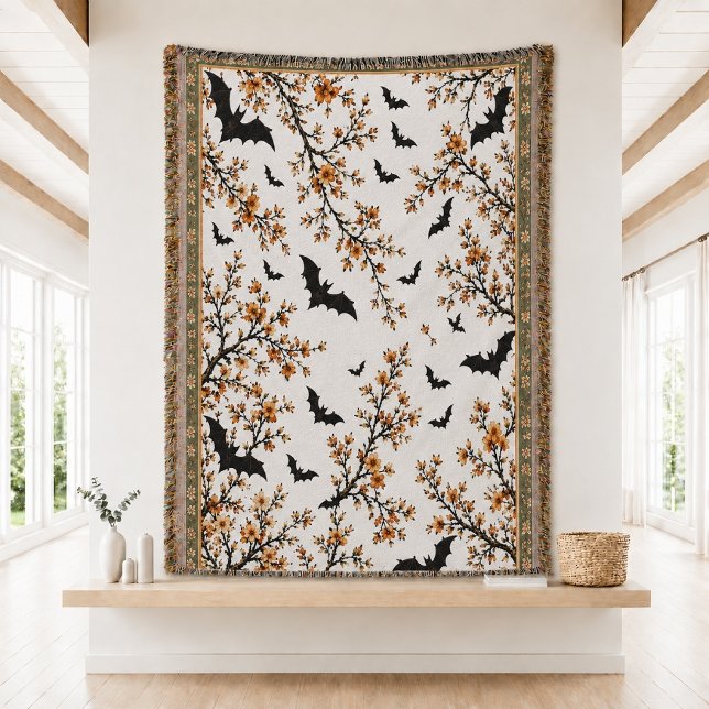 Neutral Halloween Decor Throw Blanket (Creator Uploaded)