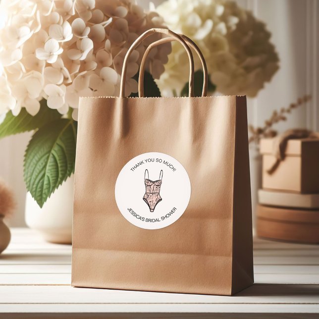 Neutral Hand drawn Negligee Lingerie Shower Classic Round Sticker (Creator Uploaded)