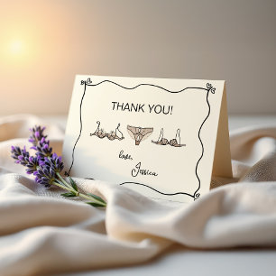 Neutral Hand drawn Negligee Lingerie Shower Thank You Card