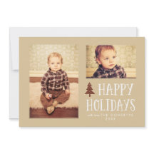 Neutral Happy Holidays Christmas Photo Flat Cards