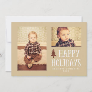 Neutral Happy Holidays Christmas Photo Flat Cards