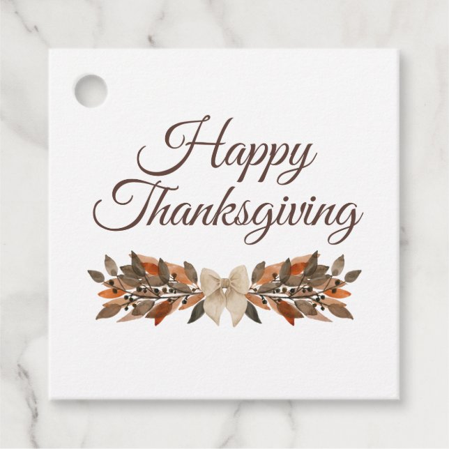 Neutral “Happy Thanksgiving” Favour Tags (Front)