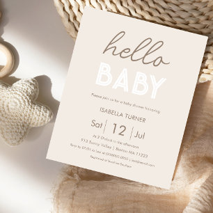 Neutral   Hello Baby   Baby Shower Invitation
