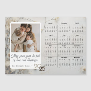 Neutral Holiday Card Custom Photo Calendar Magnet