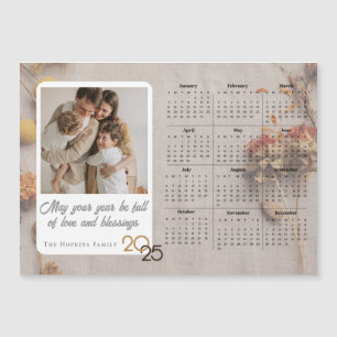 Neutral Holiday Card Custom Photo Calendar Magnet