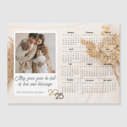 Neutral Holiday Card Custom Photo Calendar Magnet