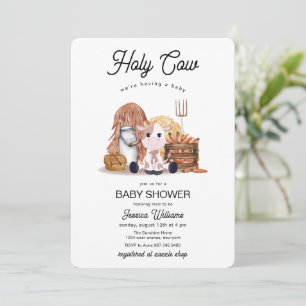 Neutral Holy Cow Farm Animals Baby Shower  Invitation