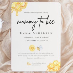 Neutral Honey Mummy to bee Baby Shower Invitation