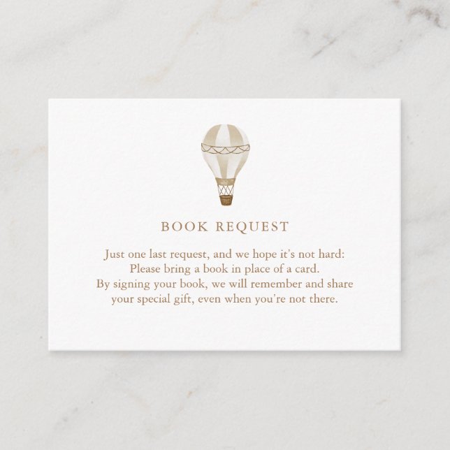 Neutral Hot Air Balloon | Book Request Enclosure Card (Front)