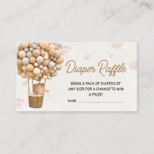 Neutral Hot Air Balloon Up and Away Diaper Raffle Enclosure Card