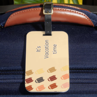 Neutral, It's Vacation Time with suitcases/luggage Luggage Tag