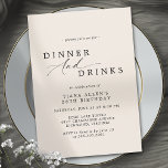 Neutral Ivory Cream | Simple Fancy Birthday Dinner Invitation<br><div class="desc">Simple and elegant birthday dinner invitations that can be changed to any age. Text reads: "please join us for dinner and drinks" with a calligraphy script. Black font on a warm-toned ivory background.</div>