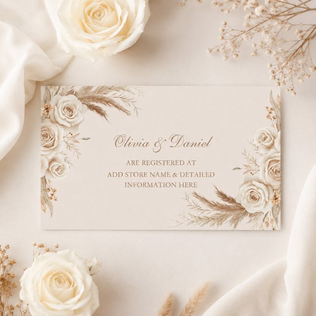 Neutral Ivory Roses Wedding Registry Card (Neutral Ivory Roses Wedding Registry Card with ivory roses)