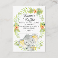 Neutral Jungle Elephant Baby Shower Diaper Raffle