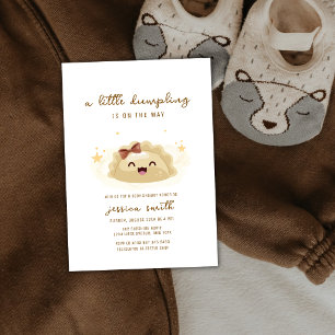 Neutral Kawaii Asian Bow Dumpling Baby Shower Invitation