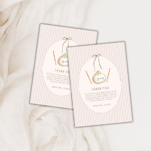 Neutral Kawaii Boy Bow Asian Dumpling Baby Shower Thank You Card