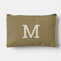 Neutral Khaki Taupe Monogram Initial Accessory Bag