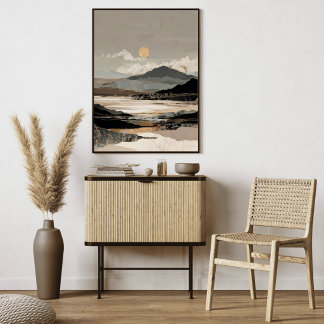 Neutral Landscape Abstract | Mountain Lake Minimal Canvas Print