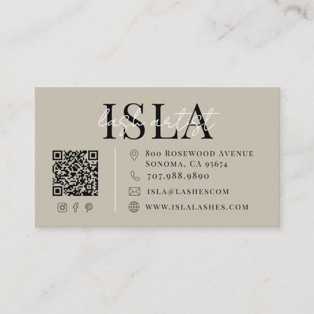 Neutral Lash Artist Business Card (Front)