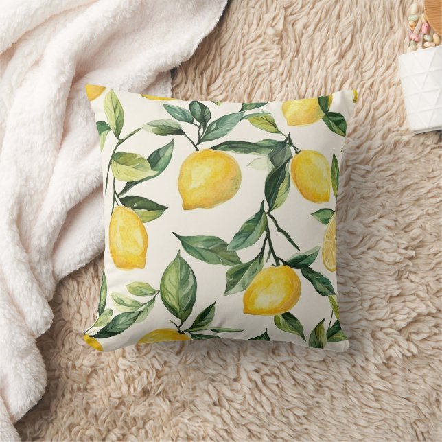 Neutral Lemon Pattern – Mediterranean Coastal  Cushion (Blanket)