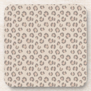 Neutral Leopard Print Pattern Coaster