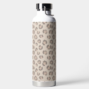 Neutral Leopard Print Pattern Water Bottle