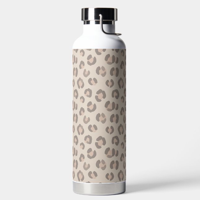 Neutral Leopard Print Pattern Water Bottle (Left)