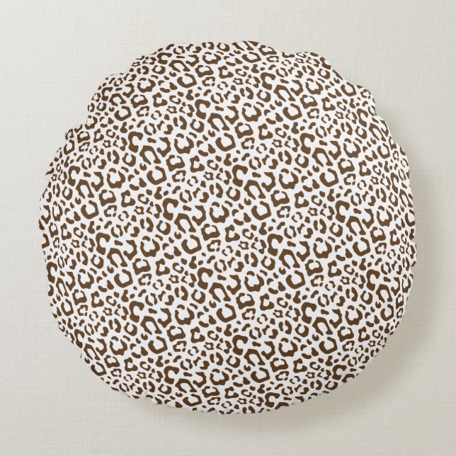 Neutral Leopard Spot Seamless Pattern Round Cushion (Front)