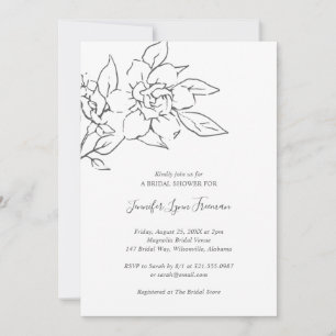 Neutral Line Art Floral Elegant Bridal Shower Invitation