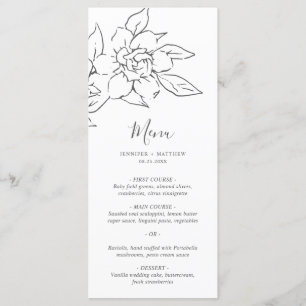 Neutral Line Art Floral Elegant Wedding Menu
