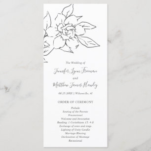 Neutral Line Art Floral Elegant Wedding Programme