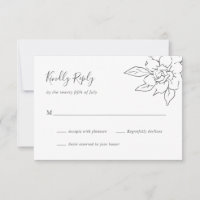 Neutral Line Art Floral Elegant Wedding