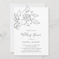Neutral Line Art Floral Elegant Wedding Shower