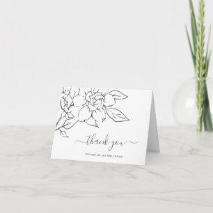 Neutral Line Art Floral Elegant Wedding Thank You Card