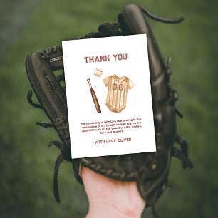 Neutral Little Slugger Baseball Boy Baby Shower Thank You Card
