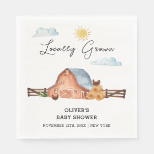 Neutral Locally Grown Farm Barn Baby Shower Napkin