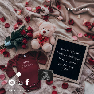 Neutral love themed Pregnancy Announcement Card