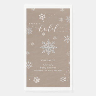Neutral Magical Snowflake Baby Shower Welcome  Napkin